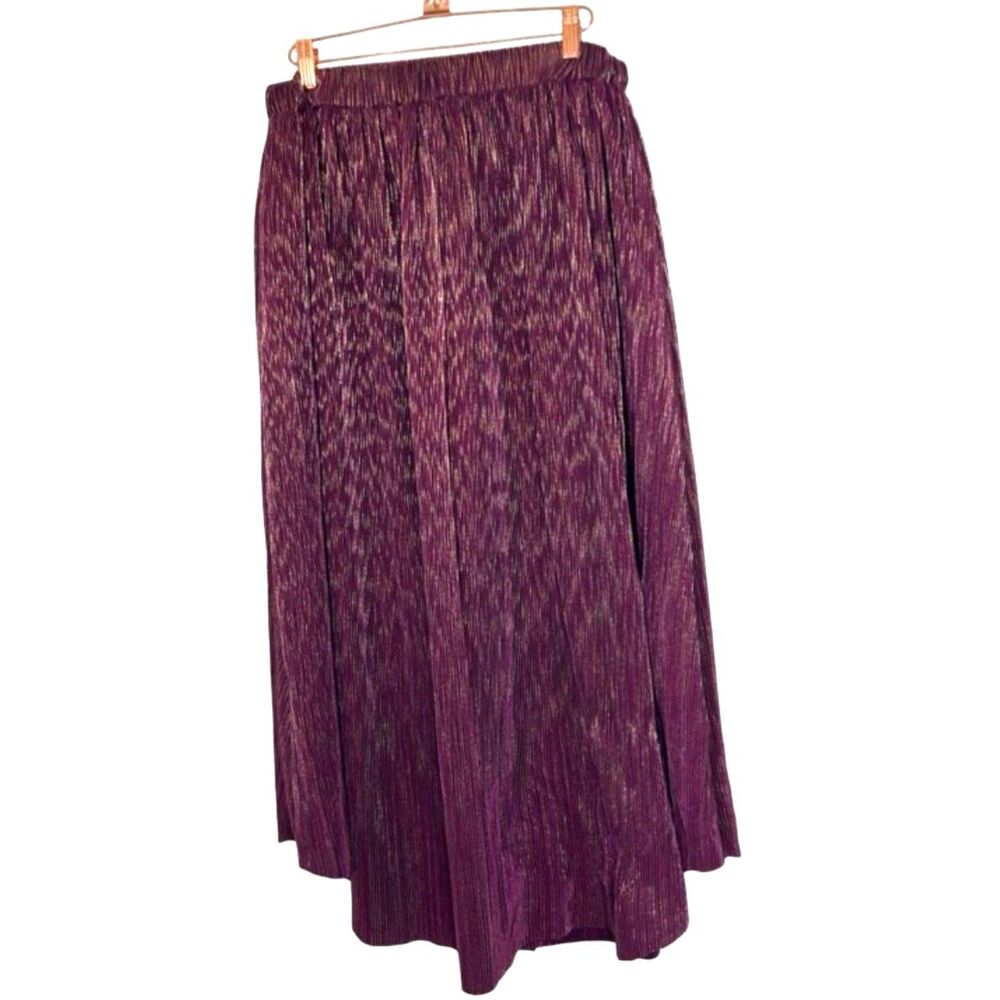 Purple & Gold Metallic Pleated Maxi Skirt